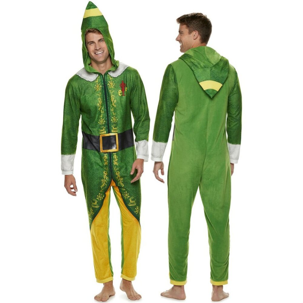 New! Elf Movie Fleece Pajamas Onesie Union Suit Will Farrell Christmas Costume